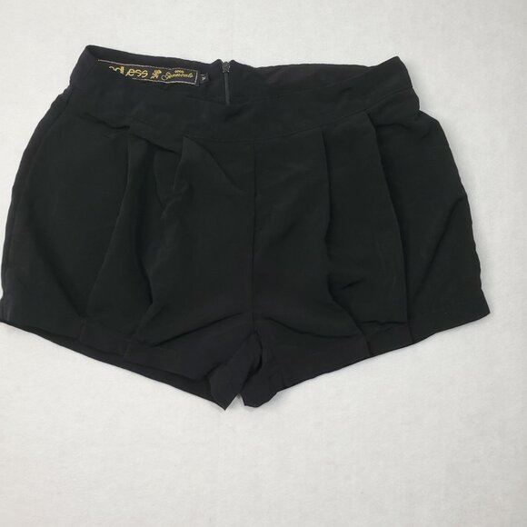 Endless Shorts Black Polyester Pleated Hem Women's 4 - Picture 1 of 16